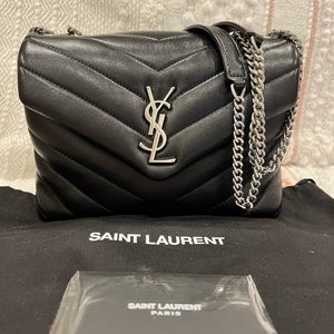Satin Laurent YSL SMALL Loulou Chain Leather Bag